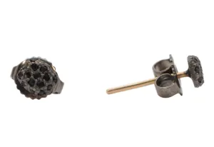 CUSHION PAVE BLACK SAPPHIRE STUD EARRINGS