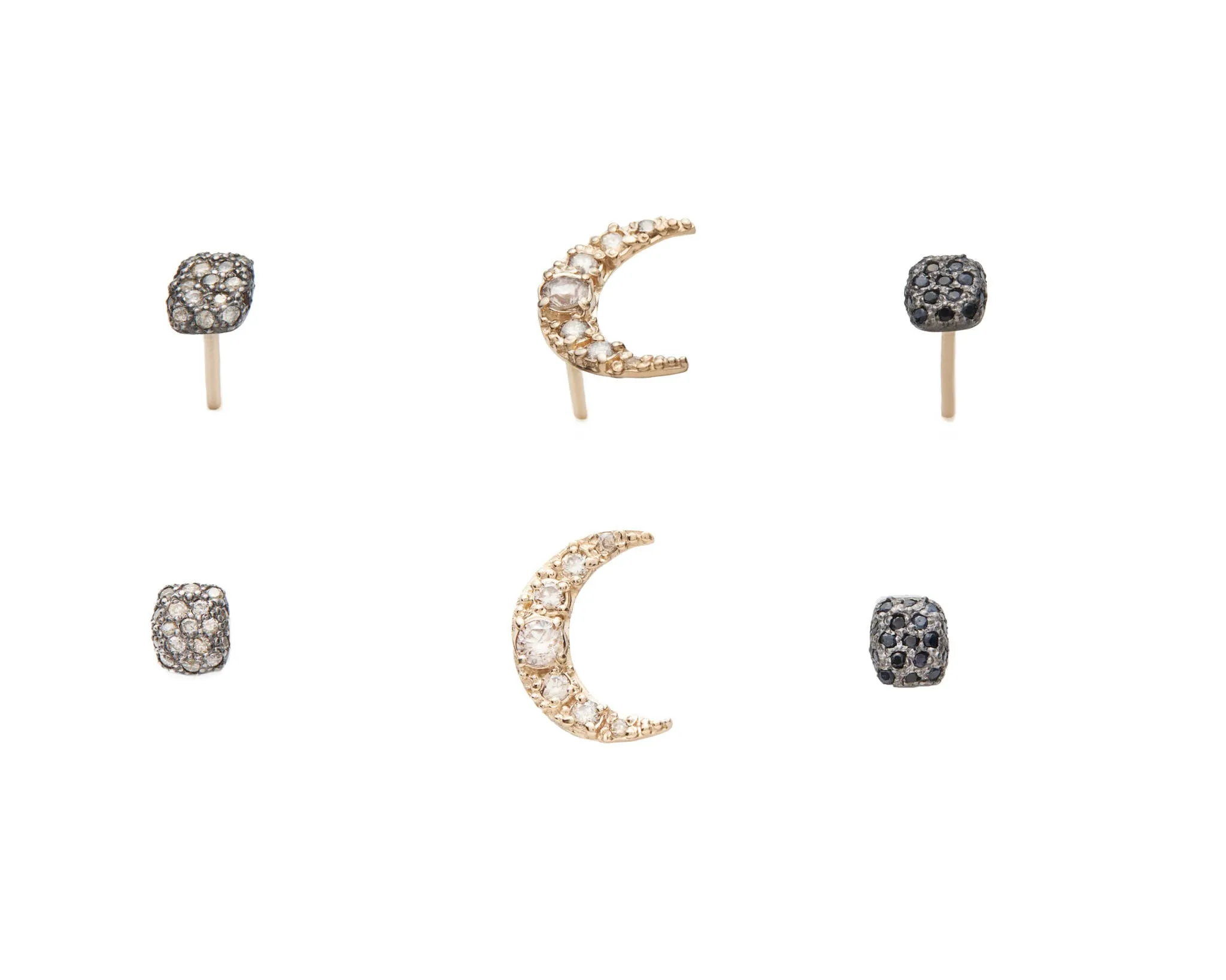 CUSHION PAVE BLACK SAPPHIRE STUD EARRINGS
