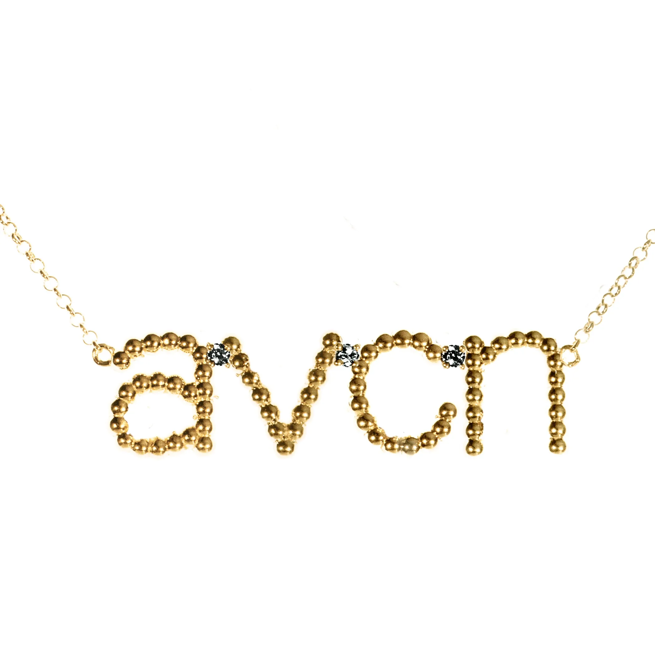 Custom Beaded 4 Initial Diamond Necklace