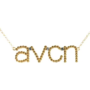 Custom Beaded 4 Initial Diamond Necklace