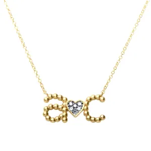 Custom Beaded Initial Necklace with Pave Heart