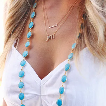 Custom Beaded Initial Necklace with Pave Heart