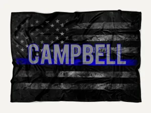 *CUSTOM NAME* Thin Blue Line Flag Fleece Blanket