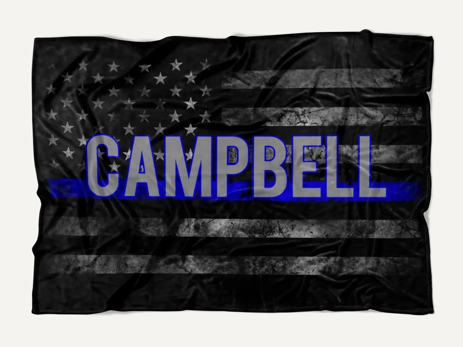 *CUSTOM NAME* Thin Blue Line Flag Fleece Blanket