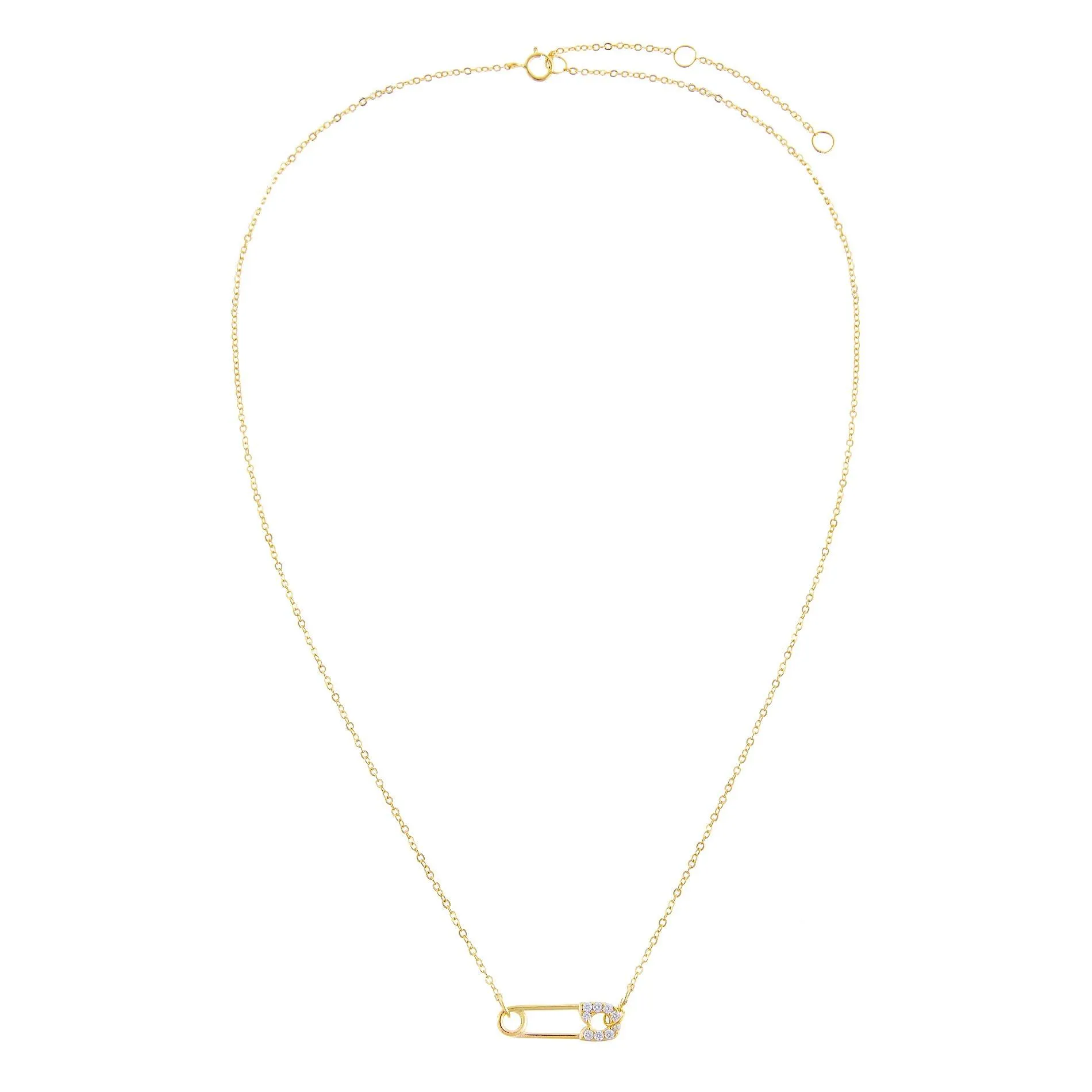 CZ Safety Pin Necklace