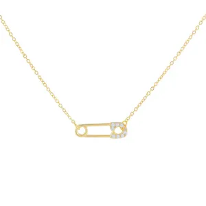 CZ Safety Pin Necklace