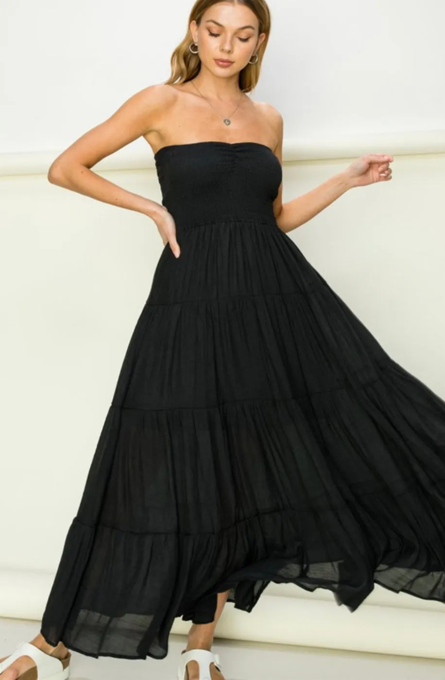 D114 TIER TUBE MAXI DRESS