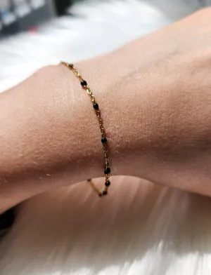 Dainty Dotted Black Enamel Bracelet