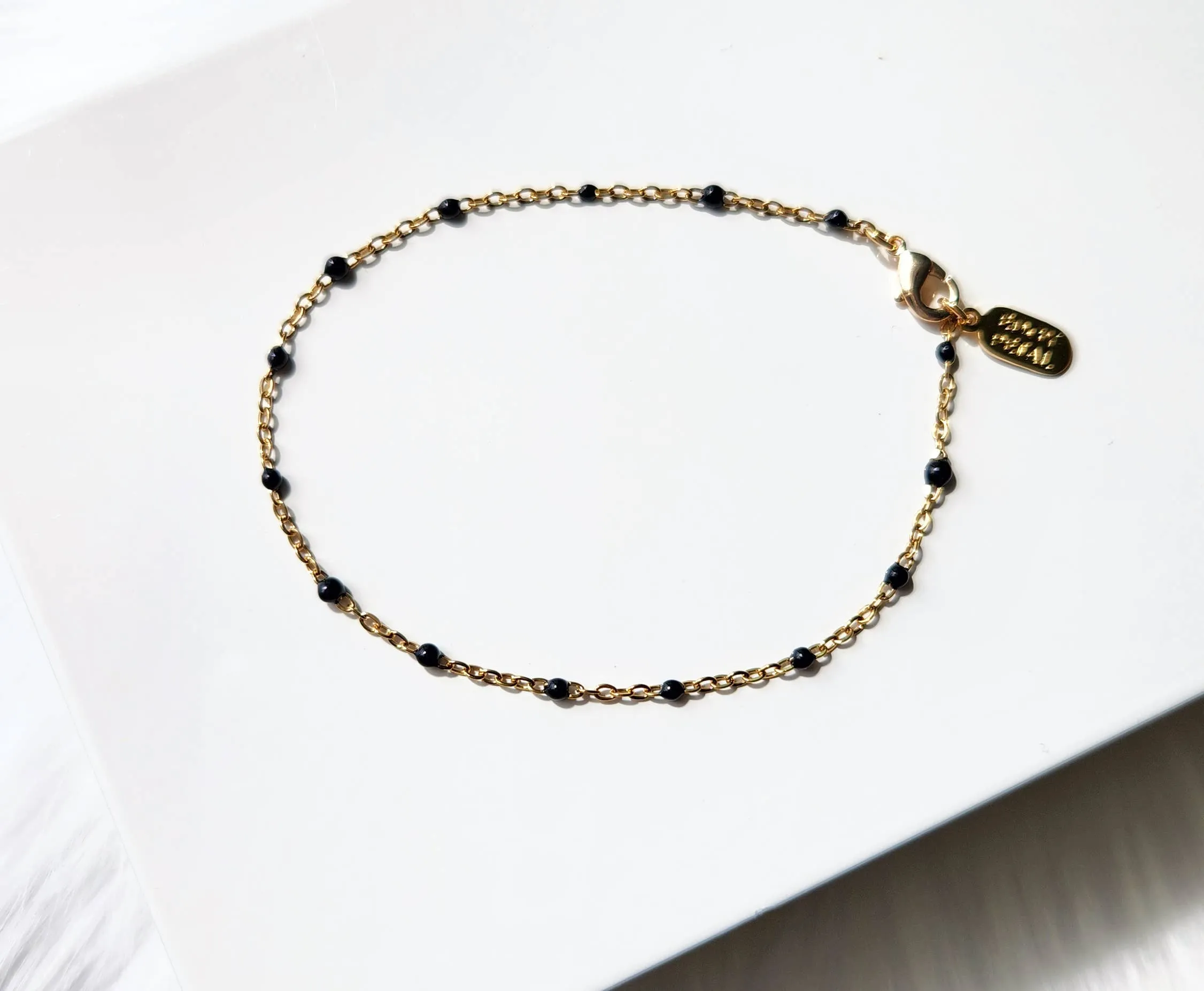 Dainty Dotted Black Enamel Bracelet