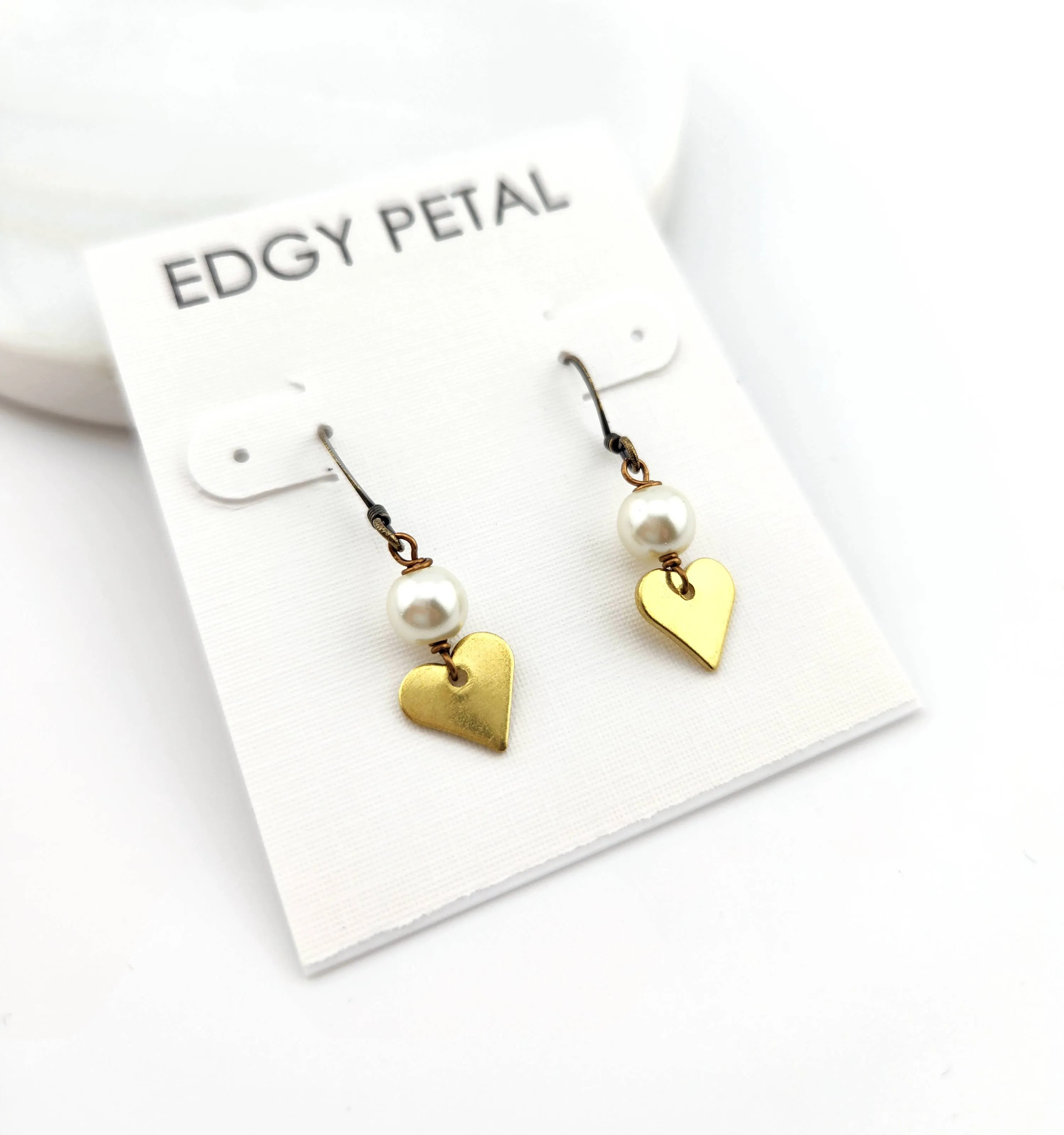 Dainty Heart and Pearl Earrings