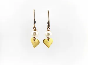 Dainty Heart and Pearl Earrings