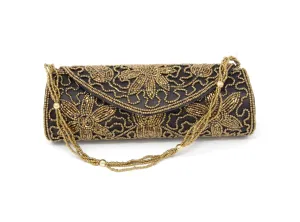 Dark Green Handmade Cutdana Embroidery Handbag