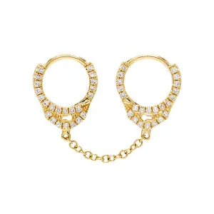 Diamond Handcuff Chain Huggie Earring 14K