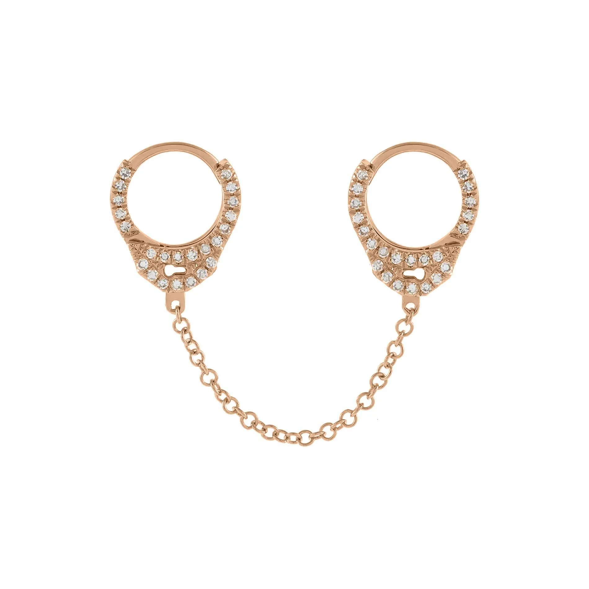 Diamond Handcuff Chain Huggie Earring 14K