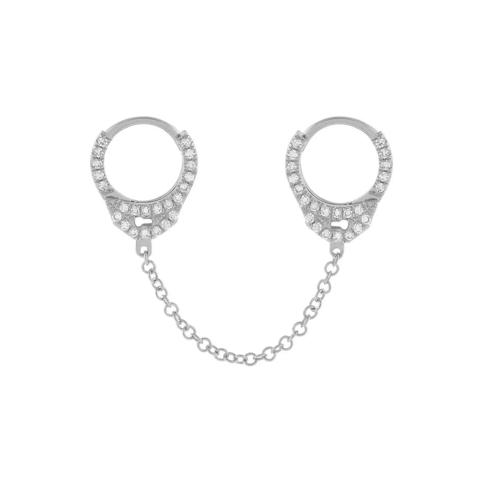 Diamond Handcuff Chain Huggie Earring 14K