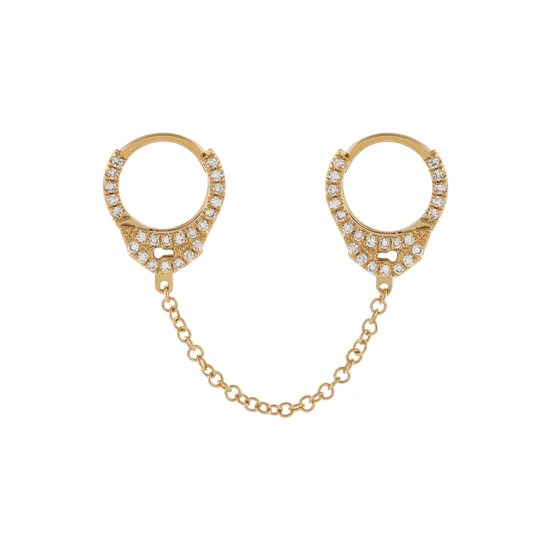 Diamond Handcuff Chain Huggie Earring 14K