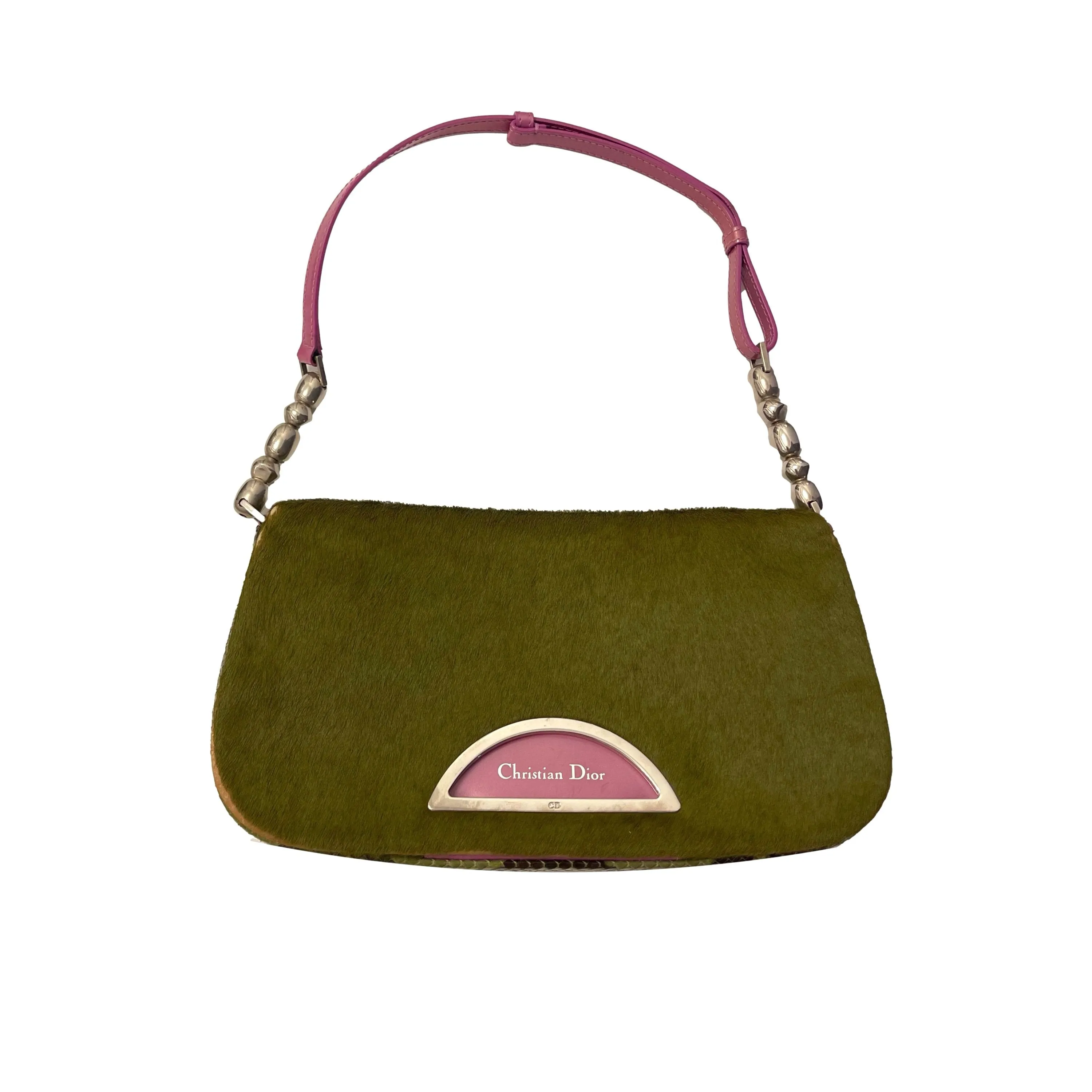 Dior Green Calf Hair Shoulder Bag