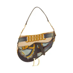 Dior Navy Satin Print Saddle