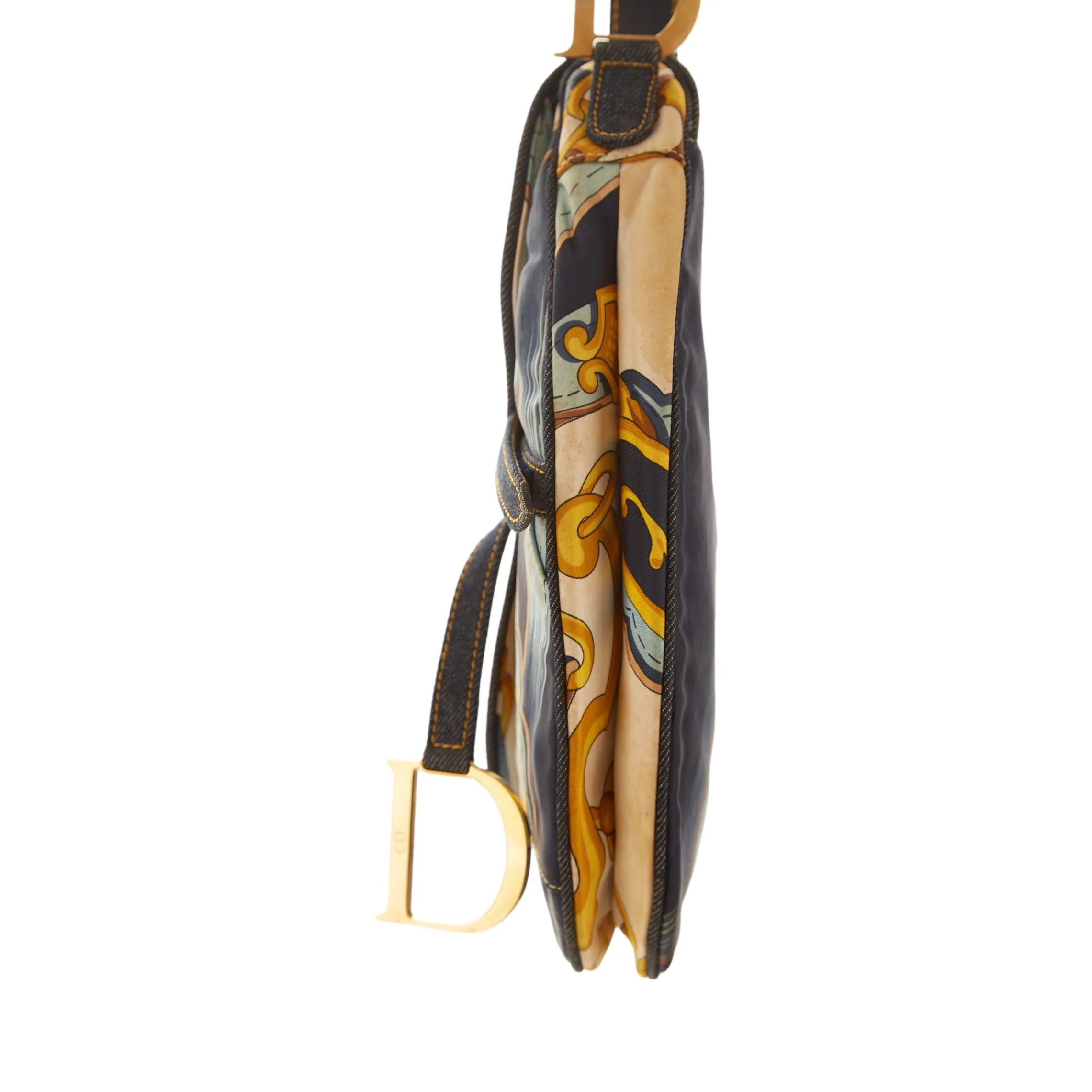 Dior Navy Satin Print Saddle