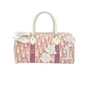 Dior Pink Monogram Rhinestone Boston Bag