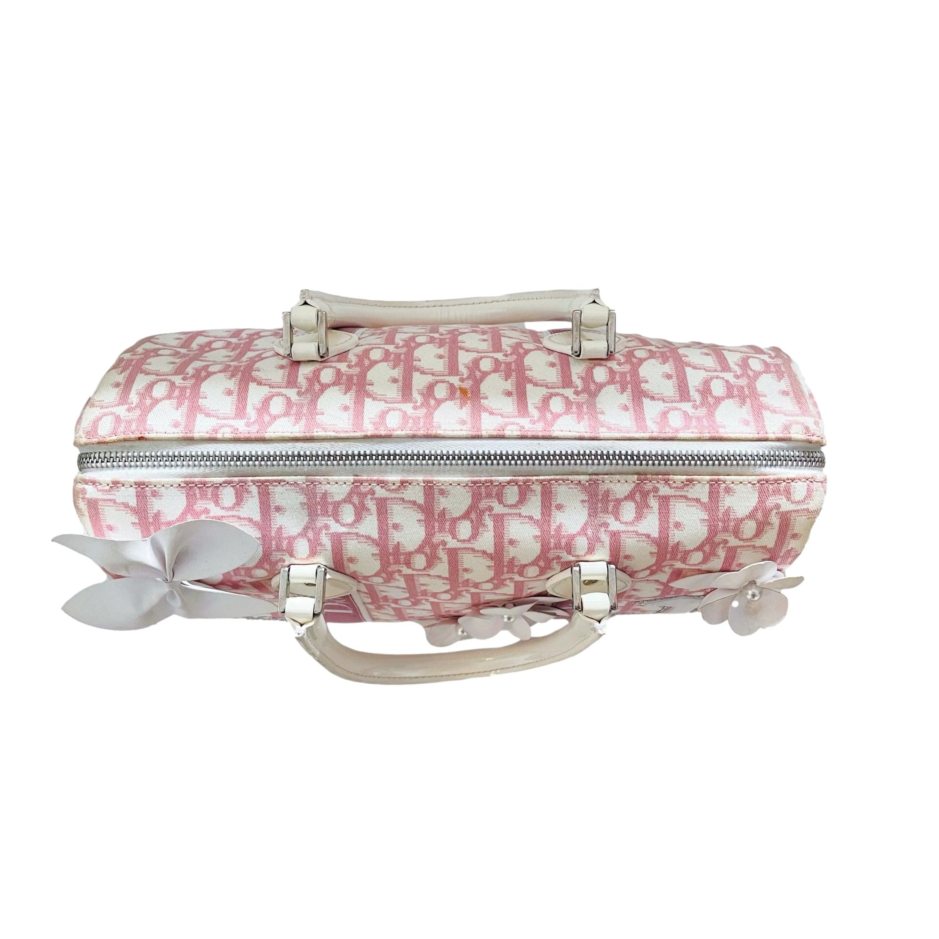 Dior Pink Monogram Rhinestone Boston Bag