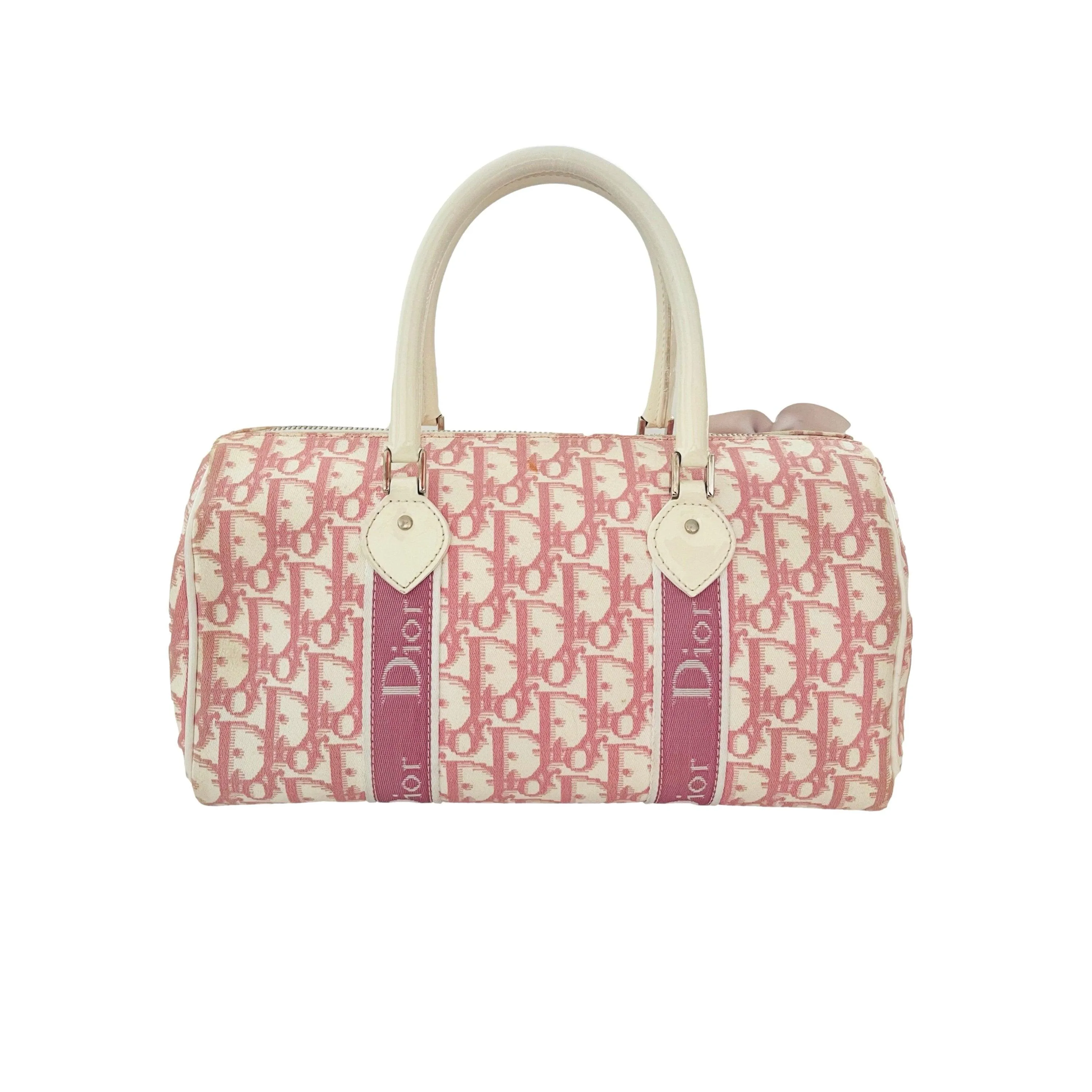 Dior Pink Monogram Rhinestone Boston Bag