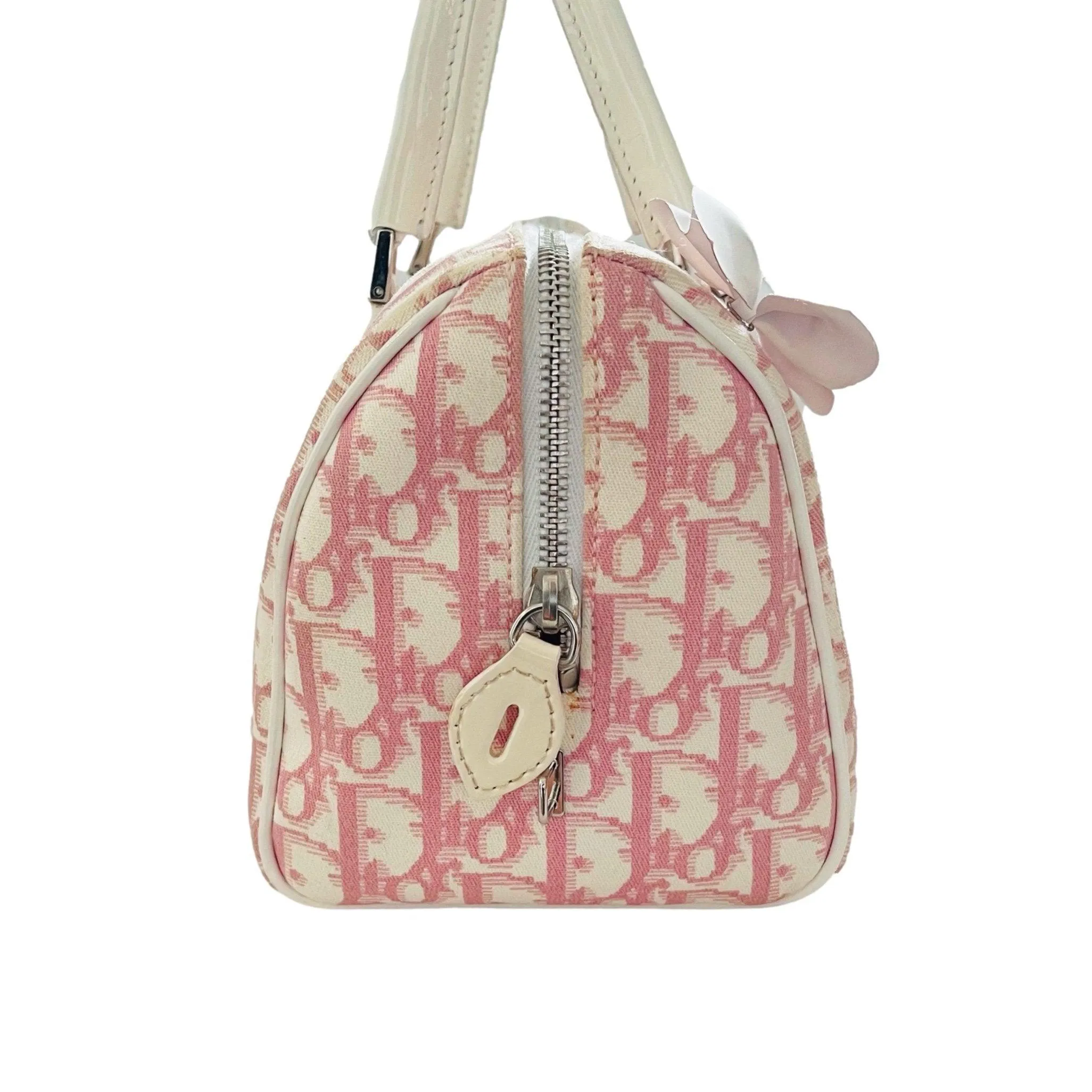 Dior Pink Monogram Rhinestone Boston Bag