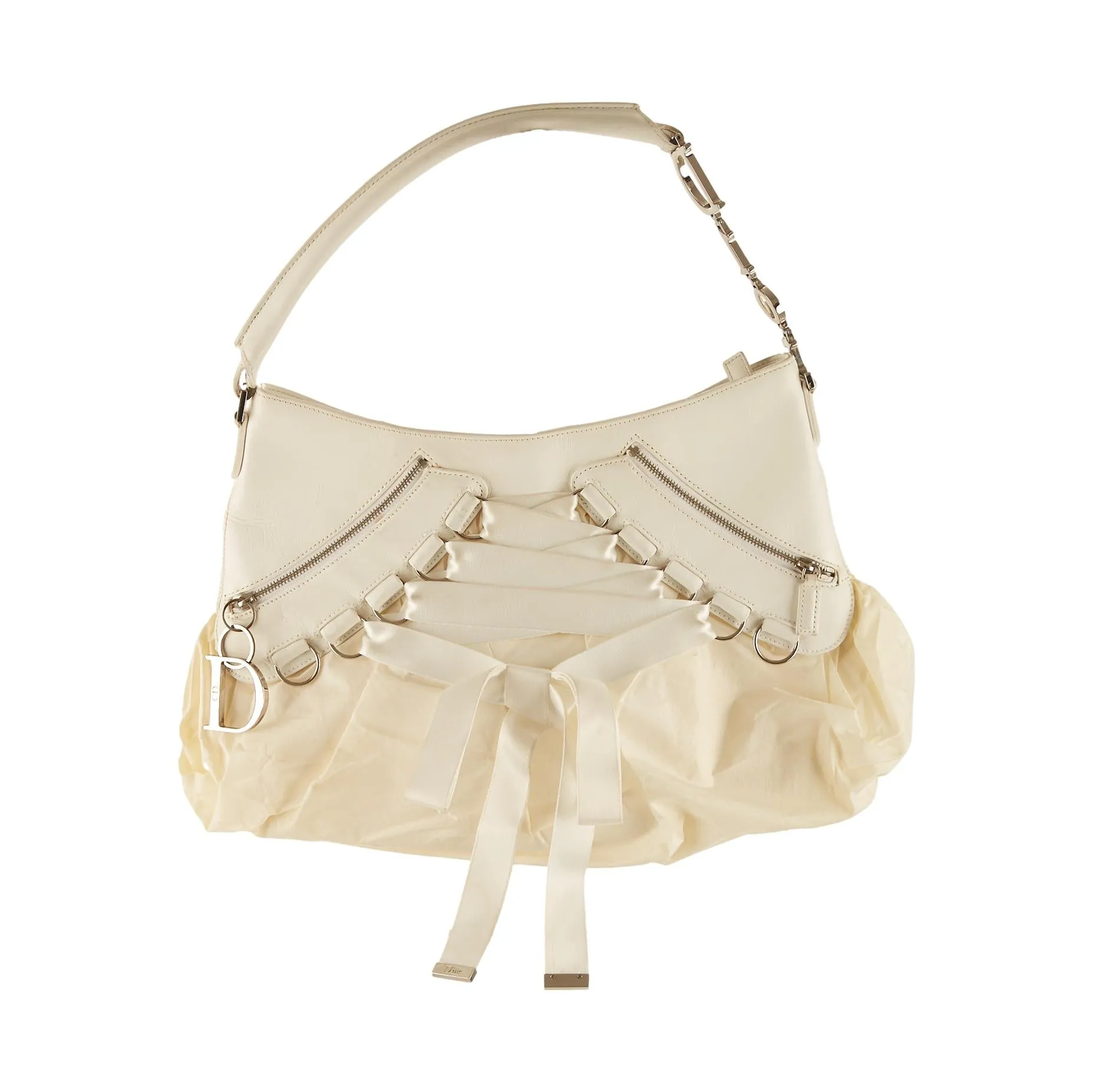Dior White Ribbon Shoulder Bag