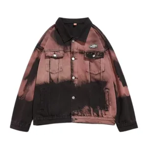 Distressed Tie-Dyed Lapel Jacket