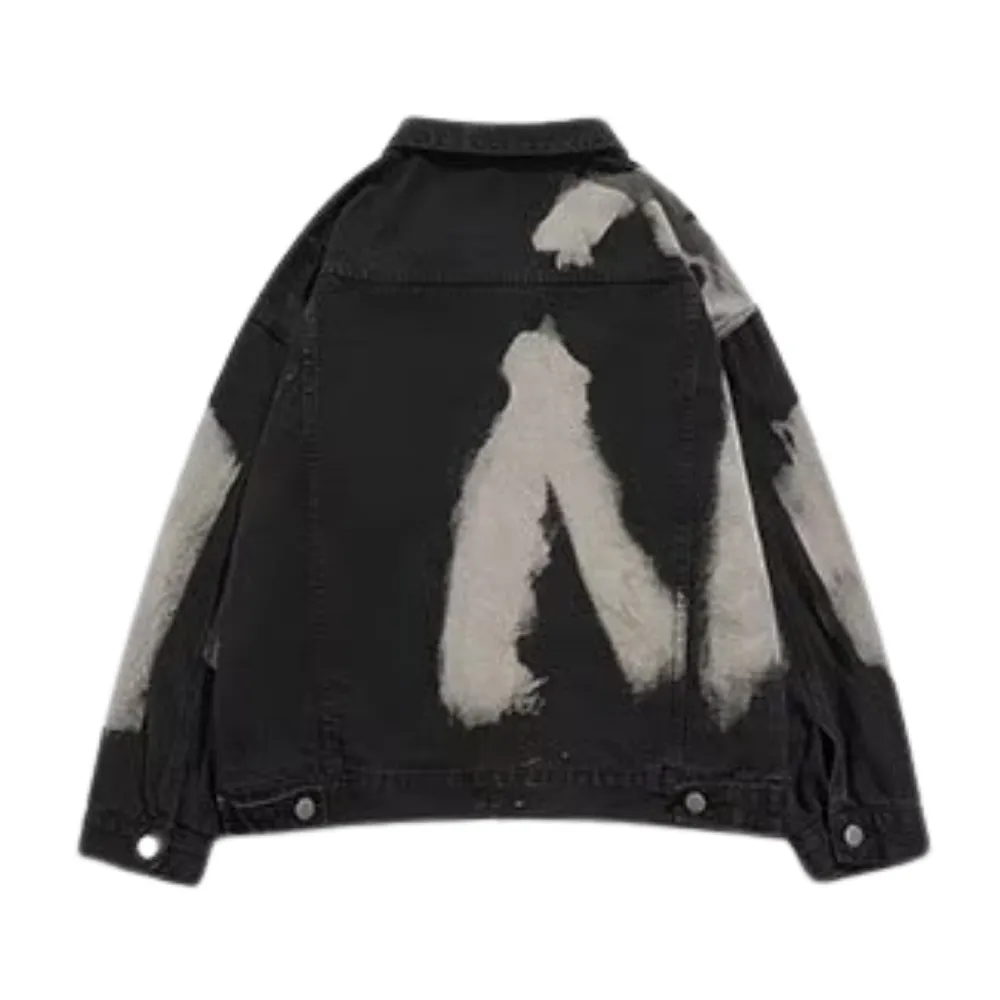 Distressed Tie-Dyed Lapel Jacket