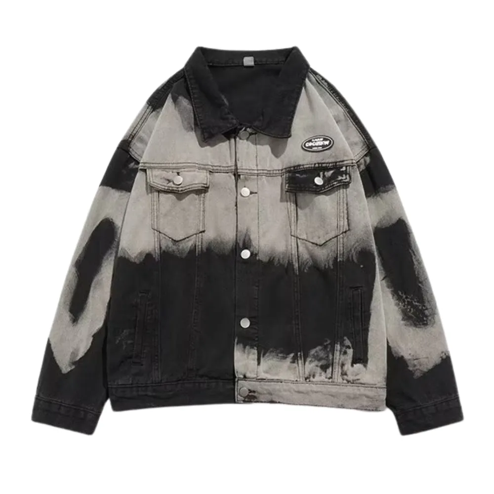 Distressed Tie-Dyed Lapel Jacket