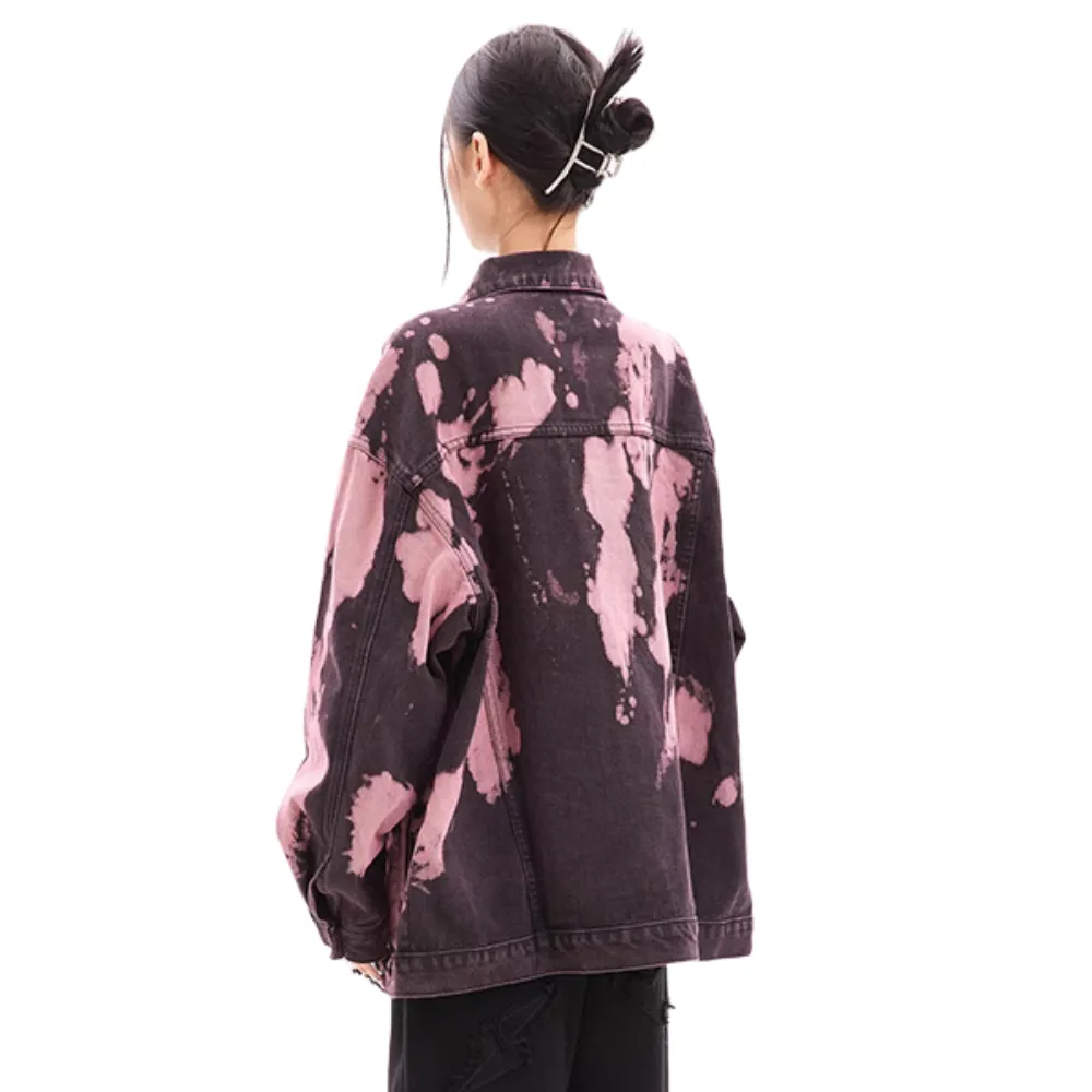Distressed Tie-Dyed Lapel Jacket