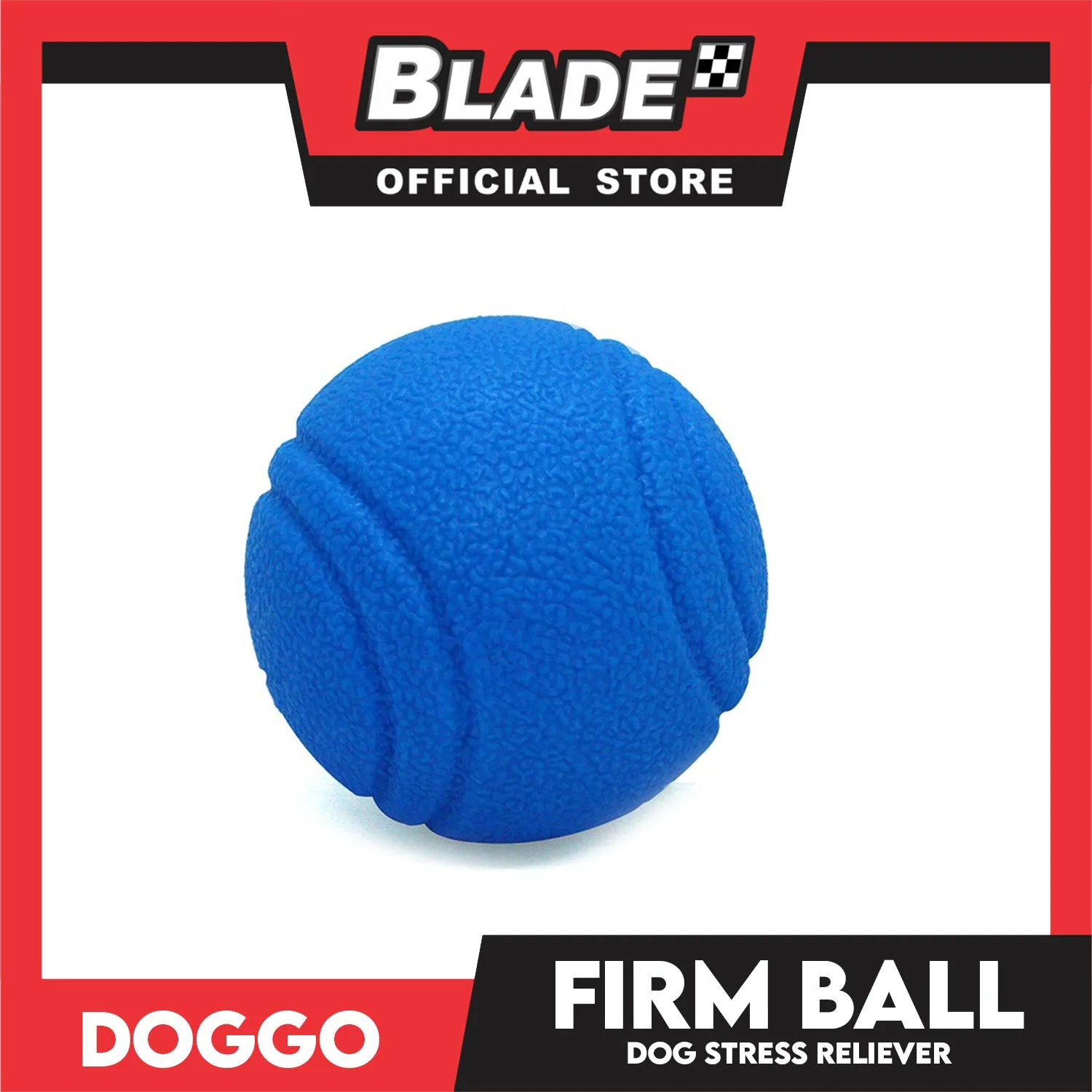 Doggo Bouncy Firm Ball Natural Rubber Medium Size (Blue) Dog Toy