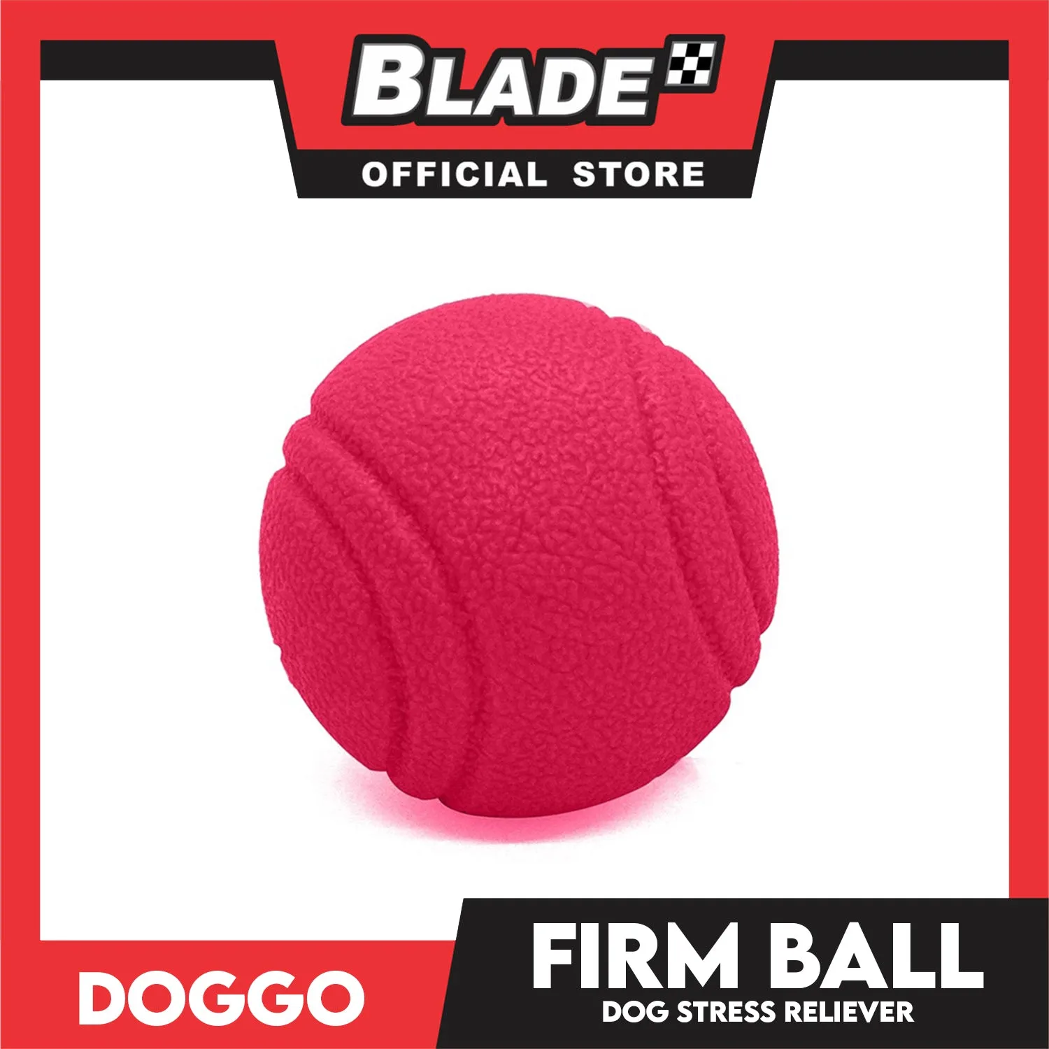 Doggo Bouncy Firm Ball Natural Rubber Small Size (Pink) Dog Toy