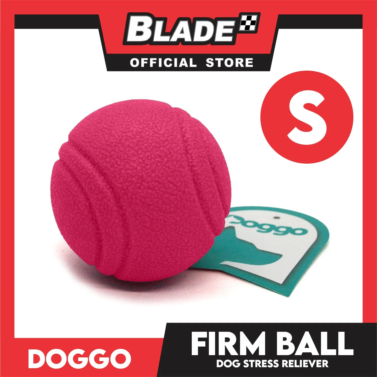 Doggo Bouncy Firm Ball Natural Rubber Small Size (Pink) Dog Toy