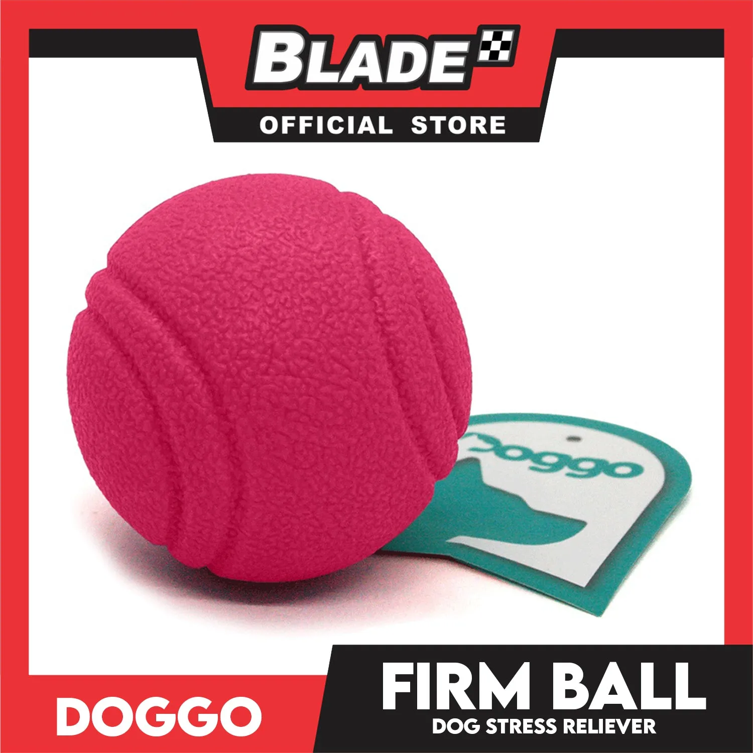 Doggo Bouncy Firm Ball Natural Rubber Small Size (Pink) Dog Toy