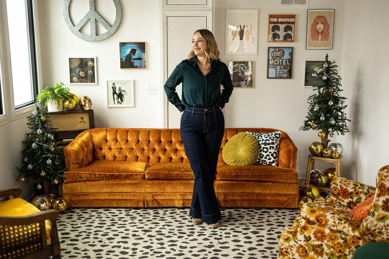 dominique button down in green