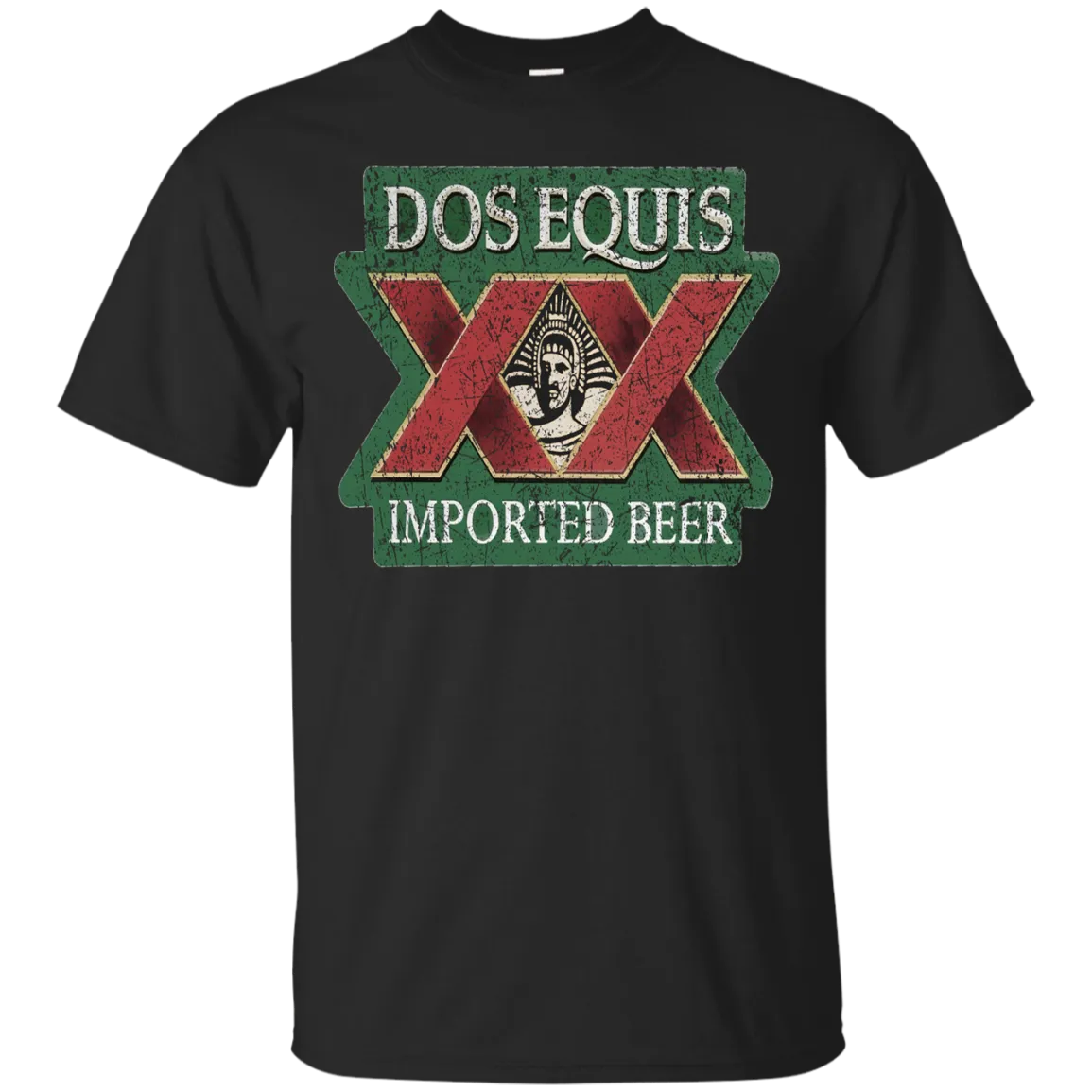 Dos Equis XX Lager Beer T-Shirt Custom Designed Worn Label Pattern