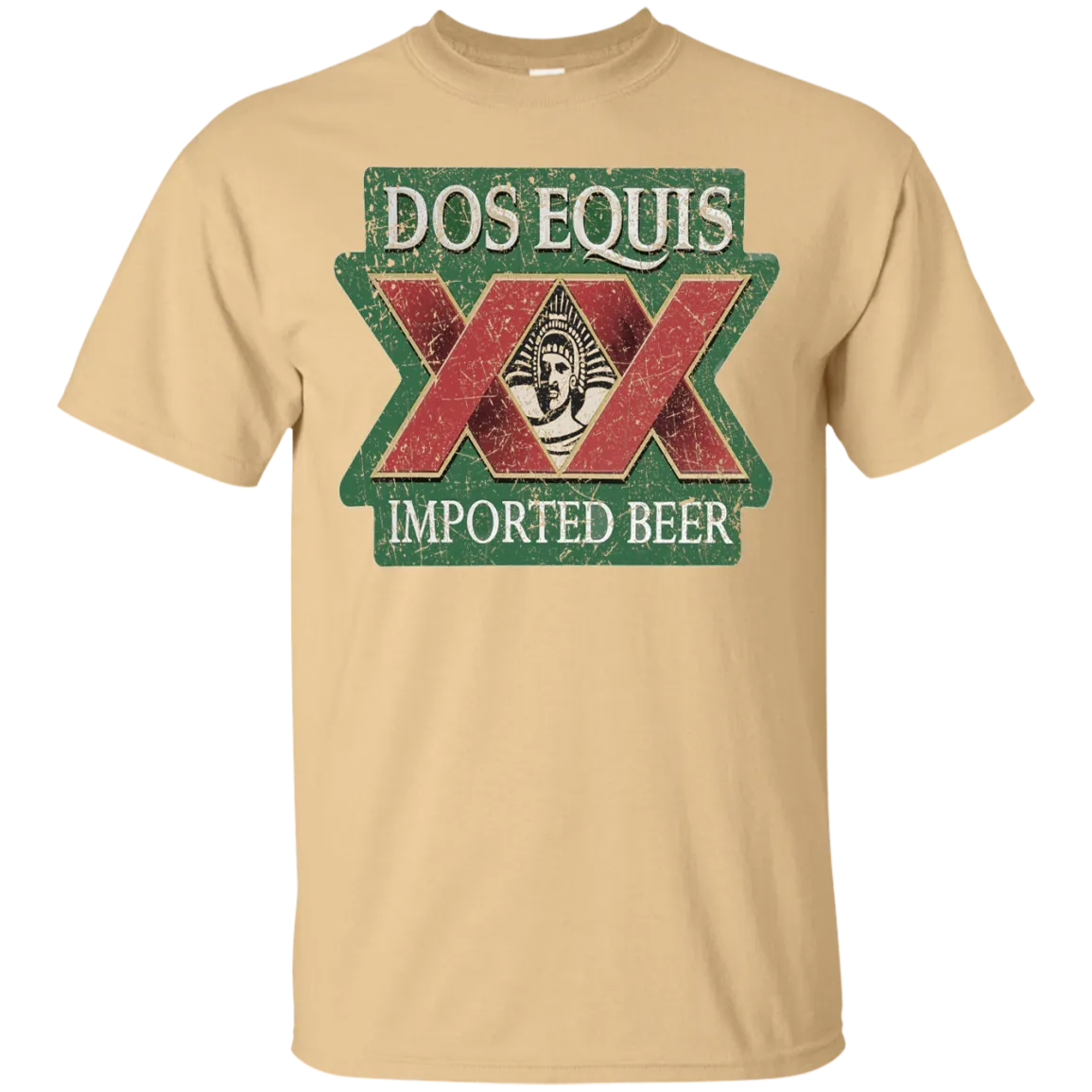 Dos Equis XX Lager Beer T-Shirt Custom Designed Worn Label Pattern