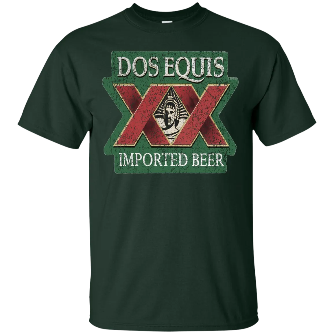 Dos Equis XX Lager Beer T-Shirt Custom Designed Worn Label Pattern