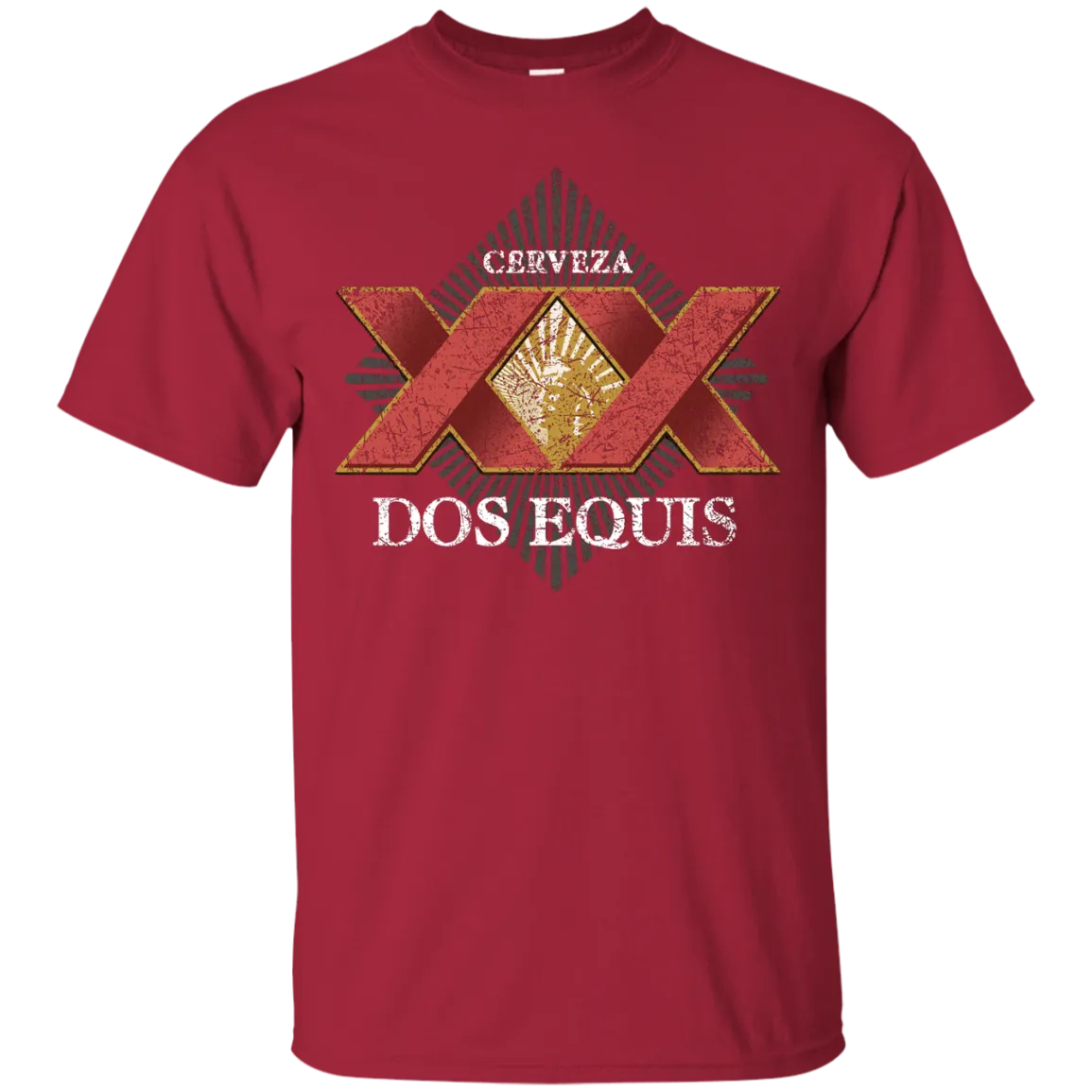 Dos Equis XX Lager Beer T-Shirt Custom Designed Worn Label Pattern