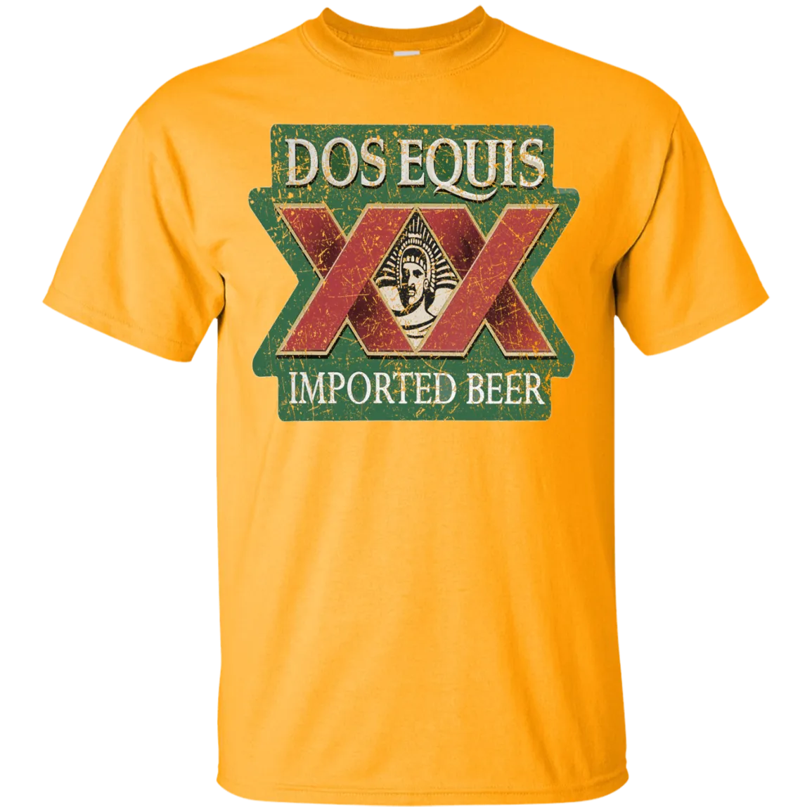 Dos Equis XX Lager Beer T-Shirt Custom Designed Worn Label Pattern