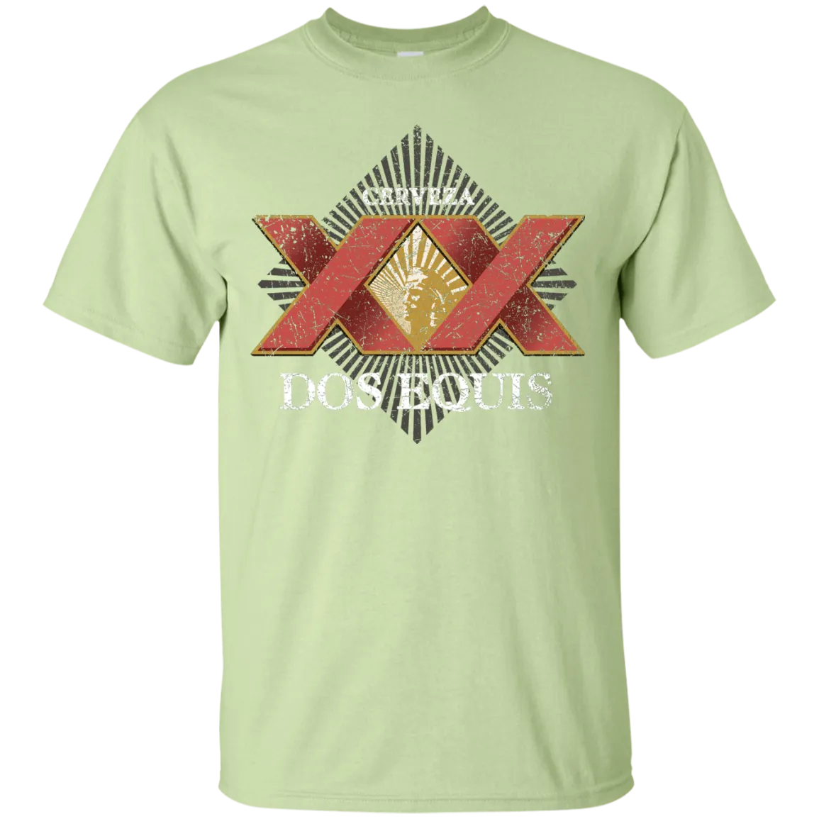 Dos Equis XX Lager Beer T-Shirt Custom Designed Worn Label Pattern