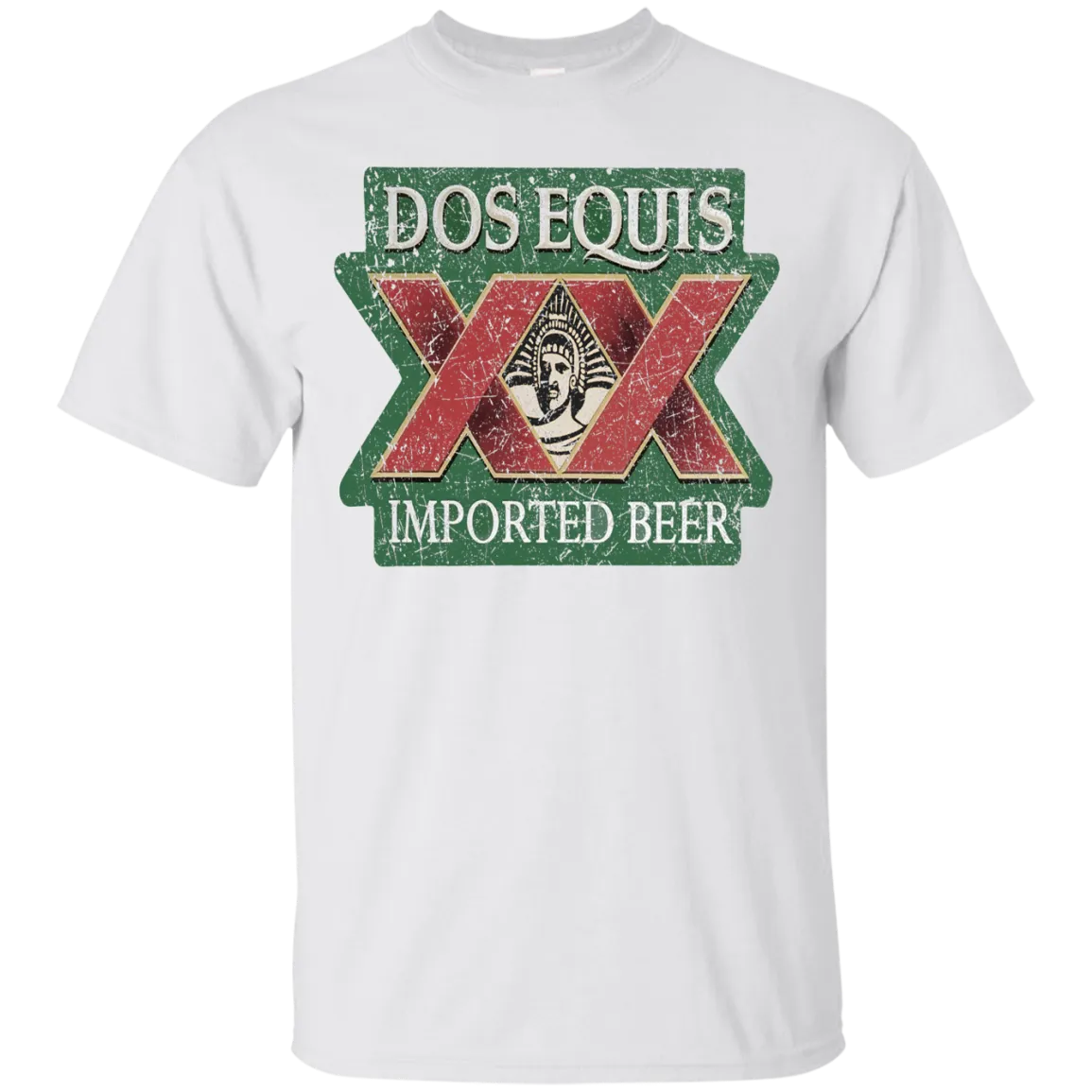 Dos Equis XX Lager Beer T-Shirt Custom Designed Worn Label Pattern