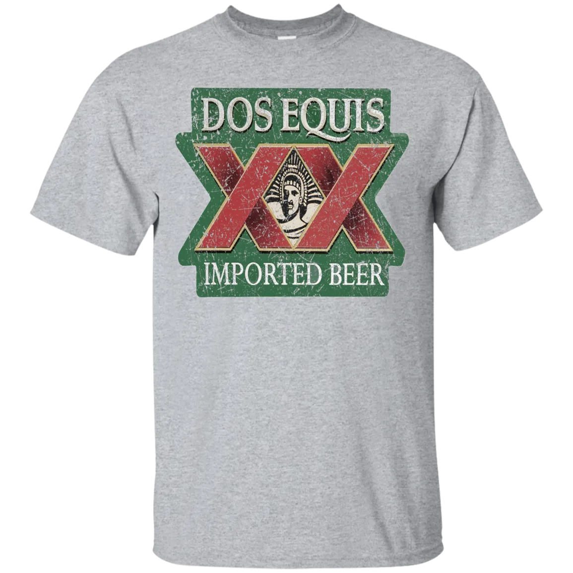 Dos Equis XX Lager Beer T-Shirt Custom Designed Worn Label Pattern