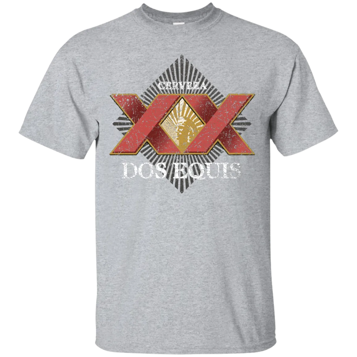 Dos Equis XX Lager Beer T-Shirt Custom Designed Worn Label Pattern
