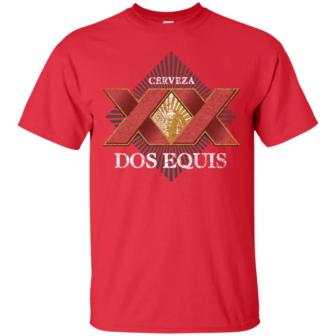 Dos Equis XX Lager Beer T-Shirt Custom Designed Worn Label Pattern