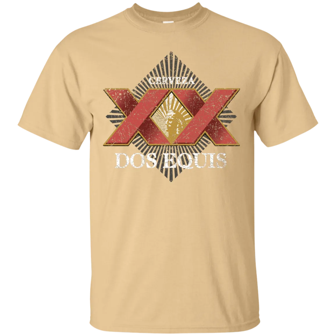 Dos Equis XX Lager Beer T-Shirt Custom Designed Worn Label Pattern