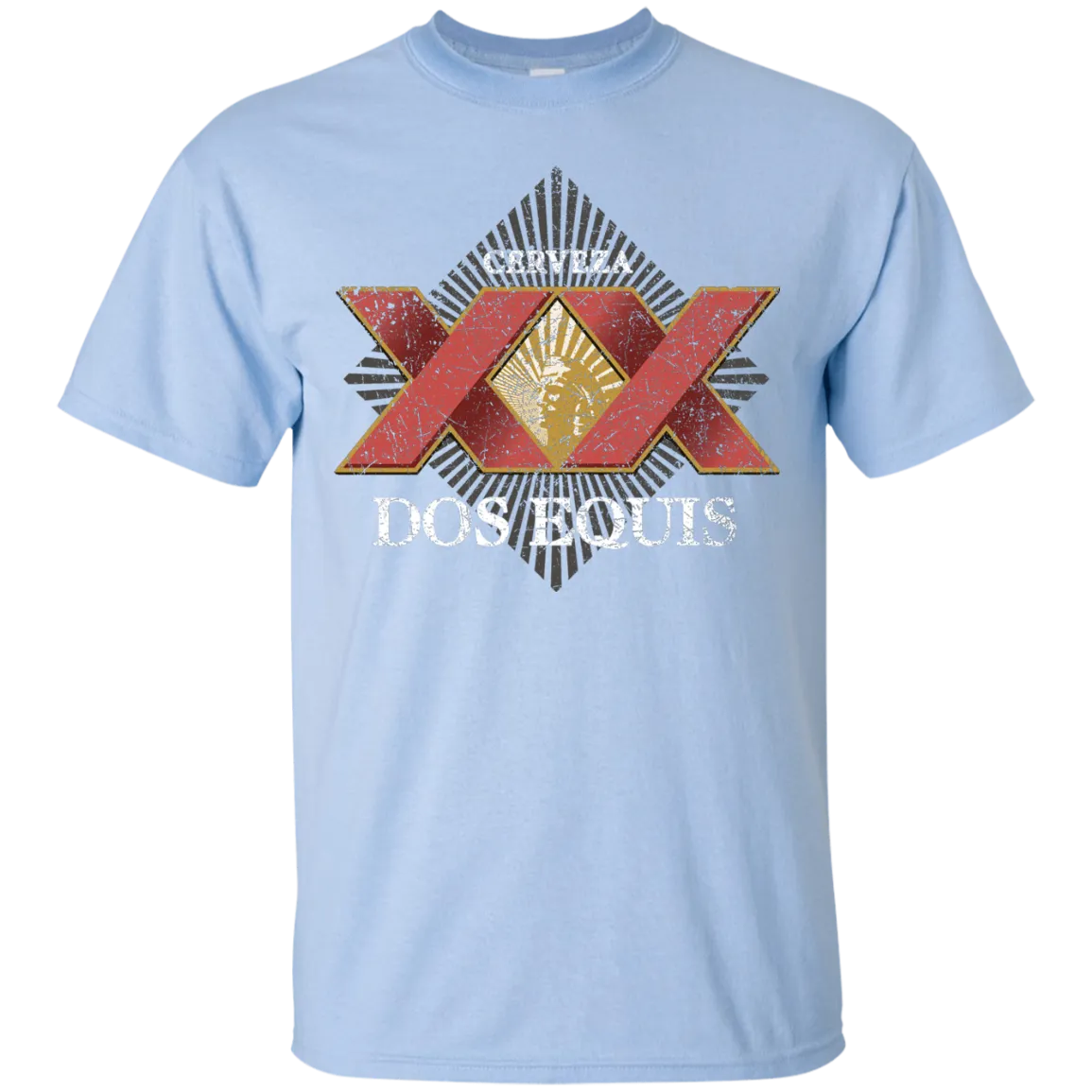 Dos Equis XX Lager Beer T-Shirt Custom Designed Worn Label Pattern