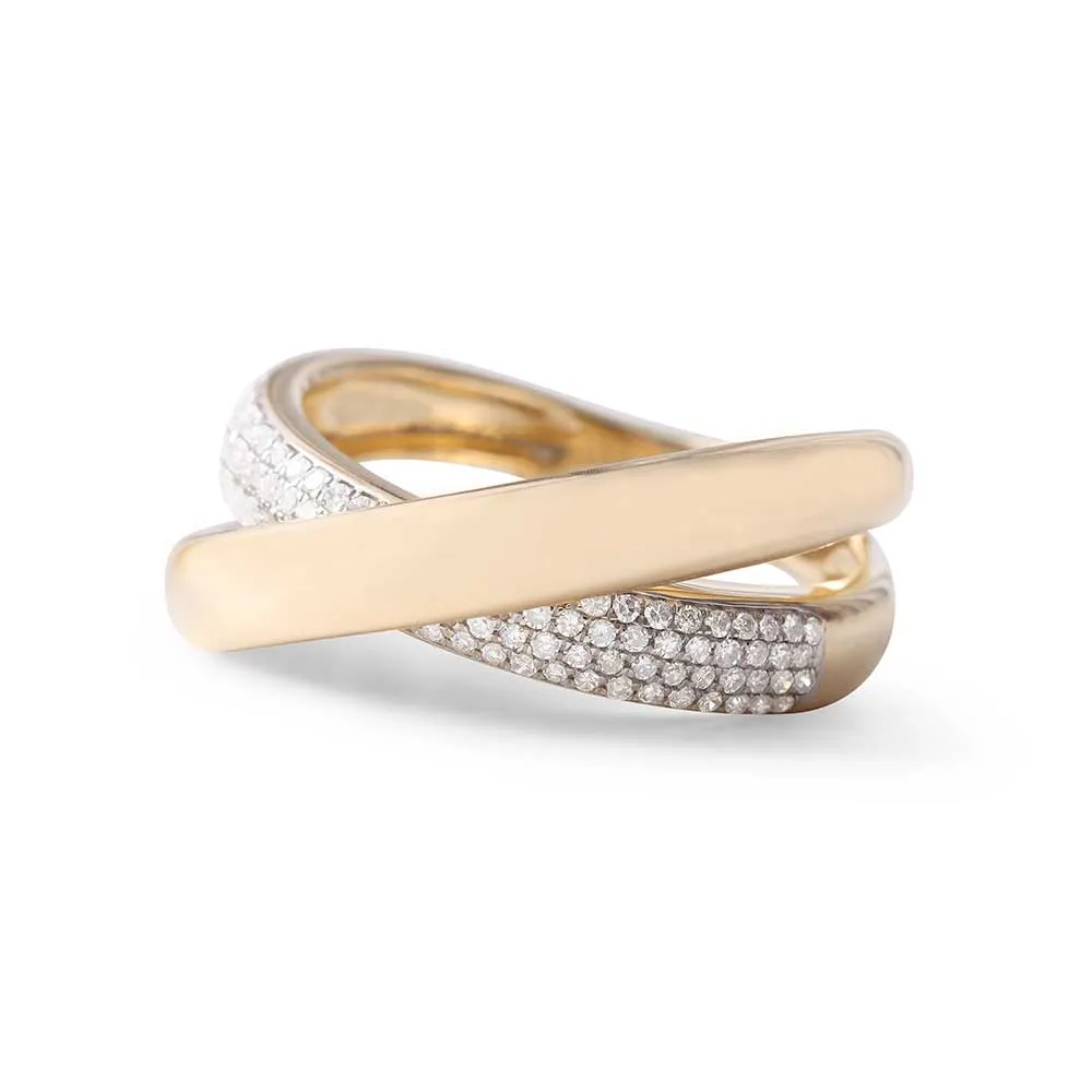 DOUBLE CRISSCROSS GOLD AND DIAMOND RING